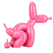 Statue chien moderne rose