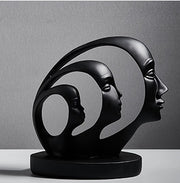 Statue visage abstraite noire décoration
